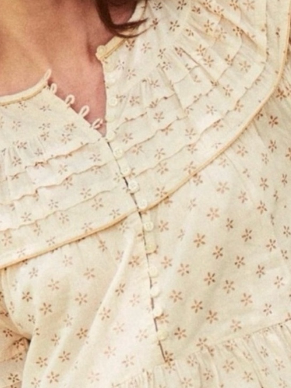 THE GREAT. The Sterling Dress in Natural with Gold Stamp - Picture 6 of 6